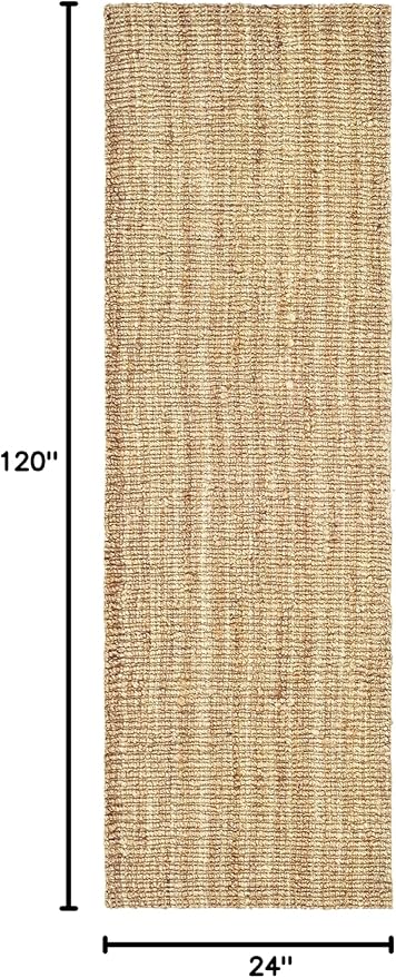 SAFAVIEH Natural Fiber Collection Runner Rug - 2' x 10', Natural Brown, Handmade Jute, Farmhouse Style, Chunky Textured Thick Pile (NF447A)