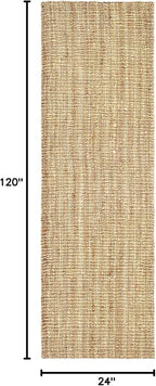 SAFAVIEH Natural Fiber Collection Runner Rug - 2' x 10', Natural Brown, Handmade Jute, Farmhouse Style, Chunky Textured Thick Pile (NF447A)