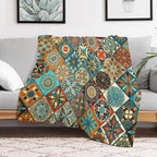 Vintage Boho Floral Throw Blanket Mandala Colorful Bohemian Flowers Art Pattern Blanket for Sofa Bed Couch Chair Or Dorm 30"x40"