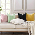 decorUhome Chenille Black Spring Euro Sham Throw Pillow Covers 22x22 Inch Set of 2, Decorative Soft Couch Pillow Covers Solid Dyed Accent Farmhouse Neutral Square Pillow Cases for Sofa