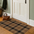 Brown Checkered 2 x 4 Runner Rug Indoor - Easy Jute Brown and Black Checkered Rug for Entryway, Kitchen Runner Non Slip Washable, Earthy & Rustic Check Accent Décor