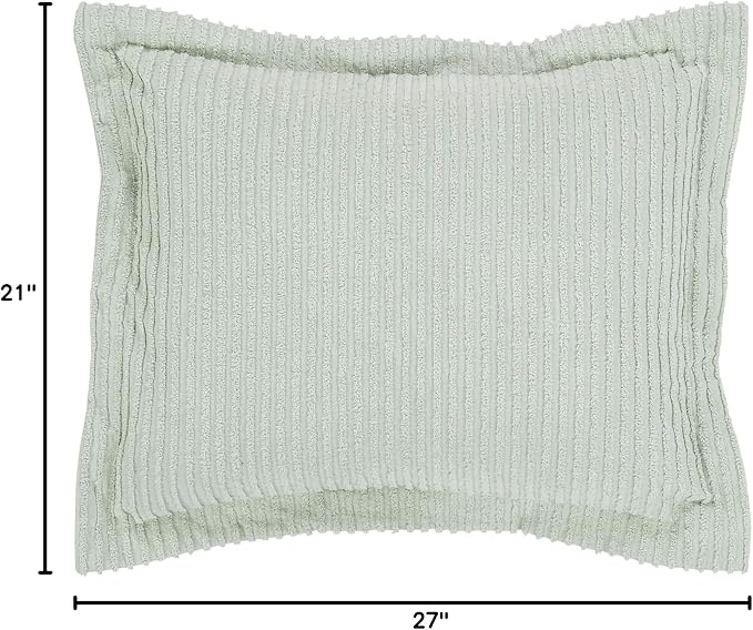 Better Trends Jullian Collection is Super Soft and Light Weight in Bold Stripes Design 100% Cotton Tufted Unique Luxurious Machine Washable Tumble Dry, Standard Sham, Sage