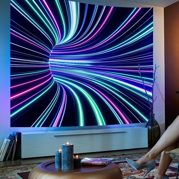 Extra Large Blacklight 3D Wall Decor Tapestry for Gamer Bedroom Gaming Room 71"X90", 3D Illusion Glow in The Dark Wall Hanging Backdrop for Men Guys Game Room Cinema, UV Reactive 3D Poster for Living