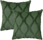 decorUhome Spring Throw Pillow Covers 18x18 Inch Set of 2, Soft Plush Faux Fur Wool Forest Elf Accent Couch Pillow Covers for Modern Farmhouse Bed Sofa Living Room