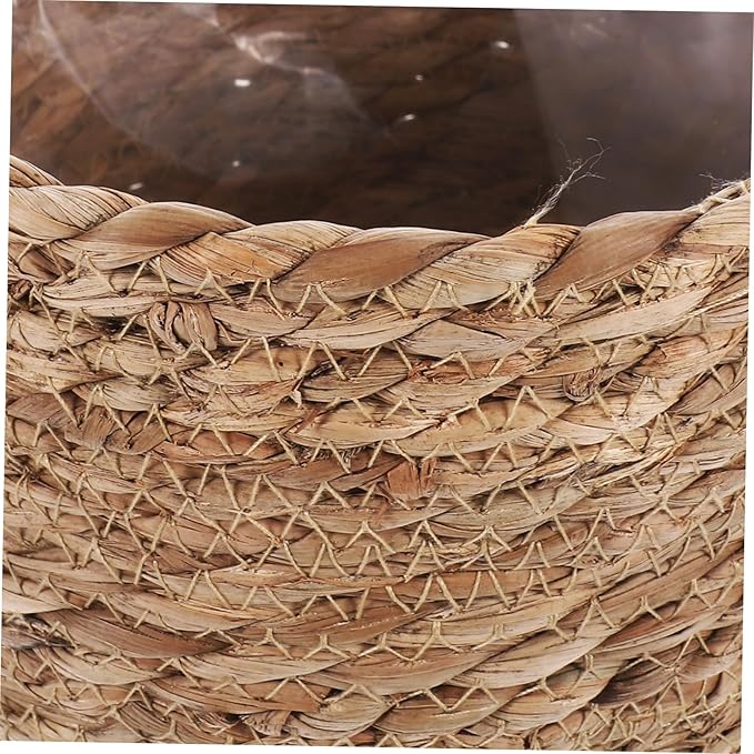 Healifty Seagrass Woven Planter Basket Large Brown Base Handcrafted Plant Container Boho Decor Storage Basket for Indoor Outdoor Plants Home Organization
