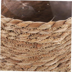 Healifty Seagrass Woven Planter Basket Large Brown Base Handcrafted Plant Container Boho Decor Storage Basket for Indoor Outdoor Plants Home Organization