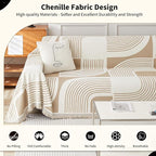 Boho Couch Cover Sofa Covers Washable, Chenille Couch Covers for 3 Cushion Couch Sofa Pet Friendly, Bohemian Sofa Slipcovers for Sectional Sofa, Loveseat, 2 3 4 Seater (91" x 150", Khaki)