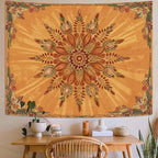 Accnicc Boho Floral Mandala Tapestry for Bedroom Bohemian Flower Wall Tapestry Aesthetic Small Vintage Orange Hippie Indian Tapestries Wall Hanging for Living Room Dorm Decor 48 x 36 Inch