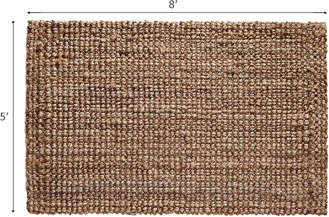 IRONGATE Jute Handspun Area Rug - Premium Jute Handwoven Reversible Chunky Textured Tan Beige Neutral Throw Accent Rug Carpet - Rustic Farmhouse Living Room Bedroom Den Study Décor - 5' x 8' Natural