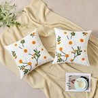 Embroidered Floral Throw Pillow Covers Decorative Couch Pillow Covers Farmhouse White Flowers Tufted Pillow Covers 18x18 Square Summer Cushion Cases Set of 2 for Living Room Couch Sofa Bed Home Decor