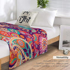 Boho Paisley Floral Throw Blanket Mandala Indian Bohemian Colorful Flowers Blanket for Sofa Bed Couch Chair Or Dorm 30"x40"