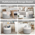 Goodpick Blanket Basket, 15.8"x15.8"x13.8" Woven Rope Basket for Blankets, Kids Toy Storage Organizer Bins, Toy Storage for Nursery, Light & Grey