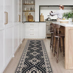 Lahome Bijou Moroccan Easy Jute Outdoor Runner Rug, 2x8 Washable Black Hallway Kitchen Runner Rug with Rubber Backing, Farmhouse Indoor Outdoor Carpet for Hallway 8ft Entryway Porch