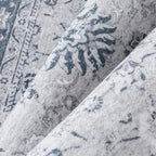 2x3 Area Rug Blue Washable Entryway Vintage Carpet Door Mat Small Non Slip Stain Soft Resistant Low Pile Thin Boho Accent Indoor Throw Rug for Kitchen Bathroom Entrance Bedroom