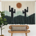 Macrame Wall Hanging Green Cactus Wall Decor Macrame Wall Decor 57" W x 35" L Dip-Dye Large Yarn Tapestry Fiber Art Home Decor