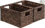 StorageWorks Storage Baskets for Organizing, Water Hyacinth Baskets for Shelves, Organizer Basket with Handles, Decorative Storage Basket for Closet, Pantry Organizers