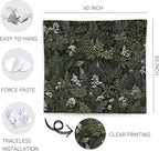 WNAGT Deep Green Floral Botanical Tapestry Wall Hanging, Cottage Core Decor, Vintage Fern Leaf Plant Flower Wall Blanket Decor for Home Bedroom Living Room, 50x60 Inch