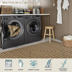 Lahome Neutral Geometric 5x7 Washable Rugs for Living Room Office, Black and Nature Outdoor Patio Rug Farmhouse Rhombus Non Slip Non Shedding Carpet for Classroom Balcony Dining Room