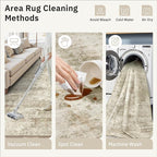 3x5 Rug, Small Area Rug for Kitchen, Entryway, Machine Washable Non-Slip Throw Rug, Vintage Carpet for Nursery Coffee Table Beige/Gray