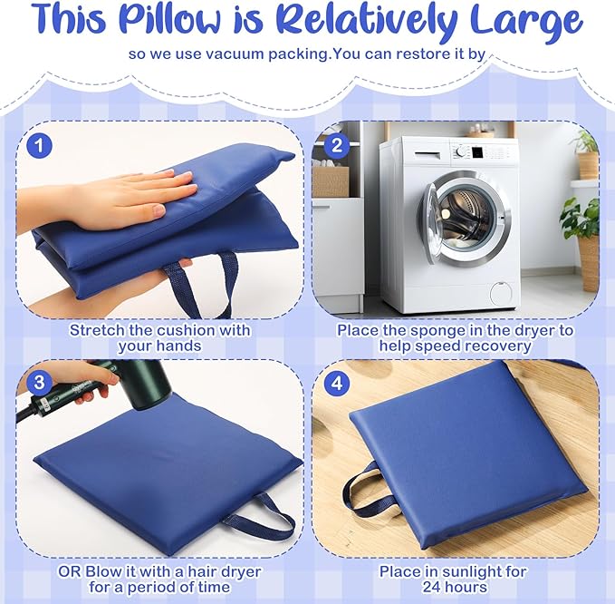 Suzile 12 Pcs 12'' Square Floor Cushions for Kids Classroom Flexible Floor Seating Elementary with Handles Classroom Carpet Cushions for Adults Toddlers Daycare Preschool School(Navy)