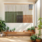 laddawan Extra Large Macrame Wall Hanging Dip-Dyed Tapestry Modern Wooden Home Wall Art for Living room Boho Handmade Wall Decor for Bedroom (Green1)