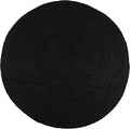 Hand Woven Braided Jute Rug - 4' Round - Black Reversible Farmhouse Rugs for Living Room, Bedroom, Dining Room, Kitchen - Natural Decorative Floor Boho Entry Area Rugs - Round Rug 4ft