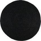 Hand Woven Braided Jute Rug - 4' Round - Black Reversible Farmhouse Rugs for Living Room, Bedroom, Dining Room, Kitchen - Natural Decorative Floor Boho Entry Area Rugs - Round Rug 4ft