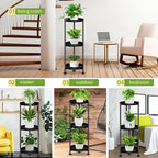 SYQ 3 Tier Plant Stand Indoor Outdoor - 34'' Extra-Tall Metal Plant Stands for Potted Plants Multiple Tiered Plant Shelf Vertical Black Iron Planter Rack Large Flower Pot Holder Table for Patio Corner