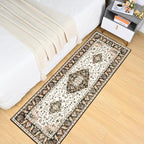 Amearea Vintage Design Runner Rugs for Living Room, 2x6 Machine Washable Floral Collection Traditional Bedroom Rug, Low Pile Cute Kids Room Print Carpet, No Slip Office Kitchen Home Decor, Brown