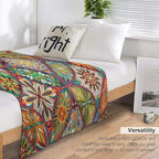 Boho Floral Throw Blanket Colorful Mandala Bohemian Indian Hippie Vintage Blanket for Sofa Bed Couch Chair or Dorm 60"x80"