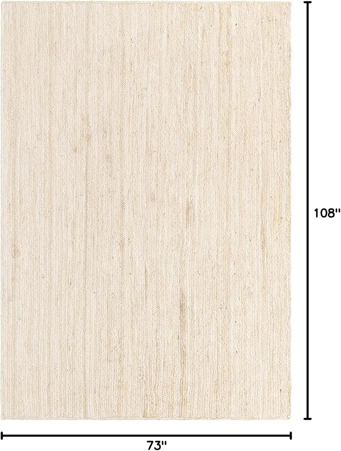Unique Loom Braided Jute Collection Area Rug - Dhaka (6' 1" x 9' Rectangle, White)