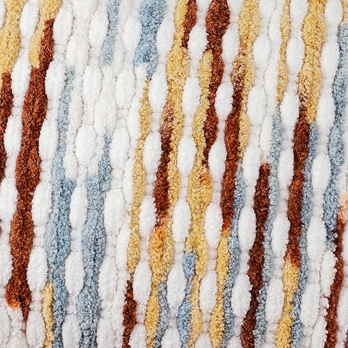 Boho Chenille Striped Pillow Cover 12x20 Inch, Decorative Lumbar Pillow Cover for Couch Bed Sofa Living Room Bedroom Farmhouse Modern Home Decor Accent Pillowcases Set of 1, Multicolor