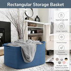 Goodpick Large Blanket Basket, Storage Baskets for Organizing, Rectangle Woven Basket for Clothes, Towels, Toy Baskets Storage Kids, 21.6" x 14.9" x 11.8"