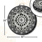 Mandala Meditation Cushion, Boho Meditation Mat, Meditation Pillows for Sitting on Floor, Cushions for Sitting in Home and Outdoor, Round Floor Pillows Cushion Seating for Yoga Accessories 22'' X 22''