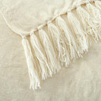 Chenille Throw Blanket for Couch with Tassels,50"X60" Soft Cozy Lightweight Knitted Boho Decorative Blankets for Bed and Sofa,Cream