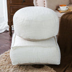 SUTAVIA Pouf Ottoman Cover Unstuffed Pouf Seat Decorative Soft Storage Bean Bag 20x20x8 Inches Floor Footrest for Living Room Bedroom (White, Round)