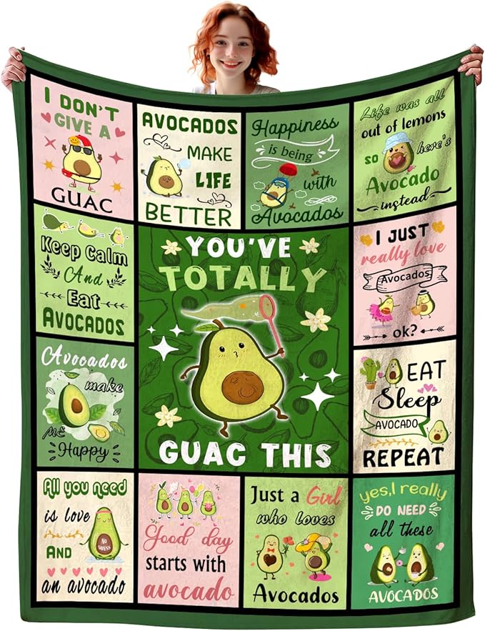 Avocado Blanket Cartoon Avocados Throw Blankets Funny Fruits Blankets for Girls Boys Women Best Christmas Birthday Avocado Gifts for Bedroom Living Rooms All Season 50"x40"