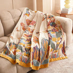 Boho Throw Blanket - 100% Cotton Soft Spring Throw Blanket for Bed, 50"x60" Reversible Breathable Lightweight Blankets, All Seasons Farmhouse Decor Floral Plant Butterfly Throw Quilt