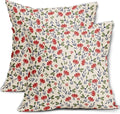 4th of July Floral Pillow Covers 20x20 Set of 2 Vintage Rustic Old Style Navy Blue Red Green Flower Print Decorative Outdoor Pillowcases Patriotic Throw Cushion Case Decor for Couch Sofa Bed