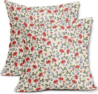 4th of July Floral Pillow Covers 20x20 Set of 2 Vintage Rustic Old Style Navy Blue Red Green Flower Print Decorative Outdoor Pillowcases Patriotic Throw Cushion Case Decor for Couch Sofa Bed