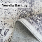 Hallway Washable Runner Rug - 2'6x14 Kitchen Rugs Entryway Rug Runner Vintage Soft Floor Mat Non Slip Indoor Farmhouse Carpet for Bathroom Living Room Bedroom (2'6''x14', Grey)