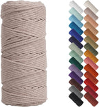 NOANTA Pink Gray Macrame Cord 3mm x 109yards, Colored Macrame Rope, Cotton Rope Macrame Yarn, Colorful Cotton Craft Cord for Wall Hanging, Plant Hangers, Crafts, Knitting
