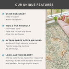 Boho Dining Room Rugs for Under Table 9x12 - Plant & Bird Patterned Rugs for Living Room, Bedroom Under Bed, Traditional Victorian Sage Green Décor, Washable Non Slip Folable Lightweight Carpet