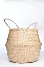 Seagrass Belly Basket (Size: 14x14x13 inches, Color: Yellow Natural - Set of 2) Laundry, Picnic - Plant Pots Cover Indoor Home Decor - Hand Woven Straw Beach Bag with Handles…