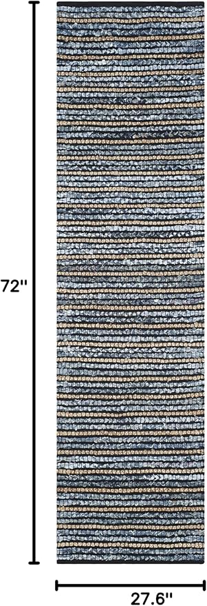 SAFAVIEH Cape Cod Collection Runner Rug - 2'3" x 6', Blue & Natural, Handmade Flat Weave Braided Jute & Cotton, Ideal for High Traffic Areas in Living Room, Bedroom (CAP363A)