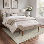 GENIMO 5x7 Area Rug for Living Room, Washable Vintage Floral Low-Pile Non-Slip Carpet for Bedroom Dining Room, Stain Resistant Botanical Accent Rug (Beige)