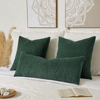 Kevin Textile 14x36 Inch Long Lumbar 1 Pack Boho Decorative Throw Pillow Cover Soft Striped Corduroy Rectangle Cushion Case Farmhouse Color Accent for Living Room Couch Sofa Bed, Army Green