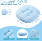 Fumete 8 Pcs 16 Inch Round Floor Cushions for Kids and Toddlers, Flexible Seating Classroom Furniture Floor Pillow for Home, Daycare, Preschool, Yoga and Meditation (Stylish)