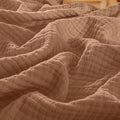 PHF 100% Cotton Muslin Throw XL Blanket Large 50" x 70", 4-Layer Lightweight Gauze Throw, Breathable Cloud-Soft Minimalist Blanket for Bed, Couch, Camping & Baby, Coco Brown, Ideal Gift