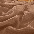 PHF 100% Cotton Muslin Throw XL Blanket Large 50" x 70", 4-Layer Lightweight Gauze Throw, Breathable Cloud-Soft Minimalist Blanket for Bed, Couch, Camping & Baby, Coco Brown, Ideal Gift